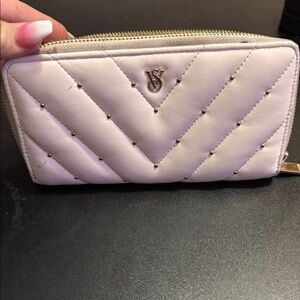 Victoria's Secret Quilted Zip-Around Wallet in Pale Pink with Gold Accents